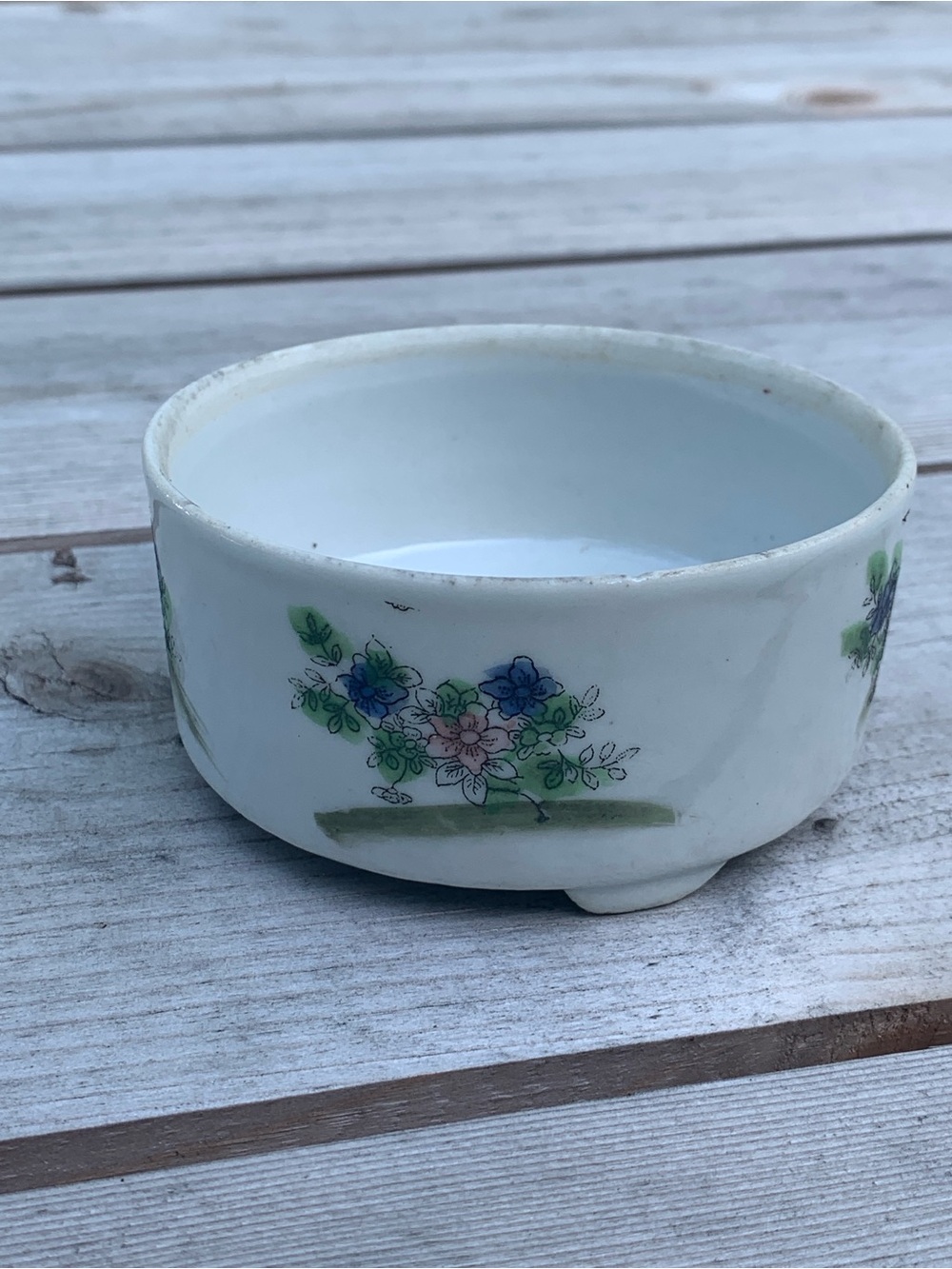 Vintage Hand-Painted Japanese Footed Bowl - Mid Century Floral Charm